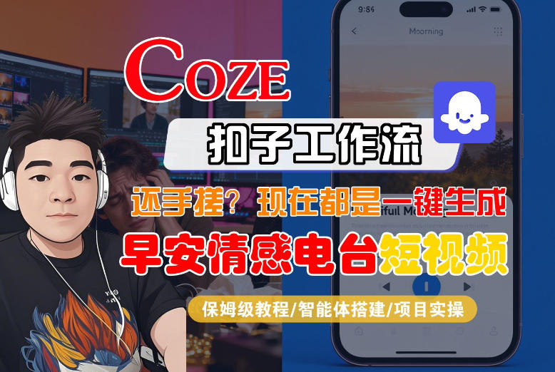 【Coze工作流搭建实操教程】【coze】早安情感电台日签视频还在手动做?用扣子工作流自动生成,省时90%-好耶资源