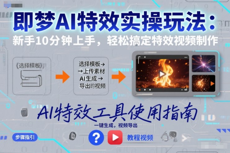 即梦AI特效实操玩法:新手10分钟上手,轻松搞定特效视频制作-好耶资源