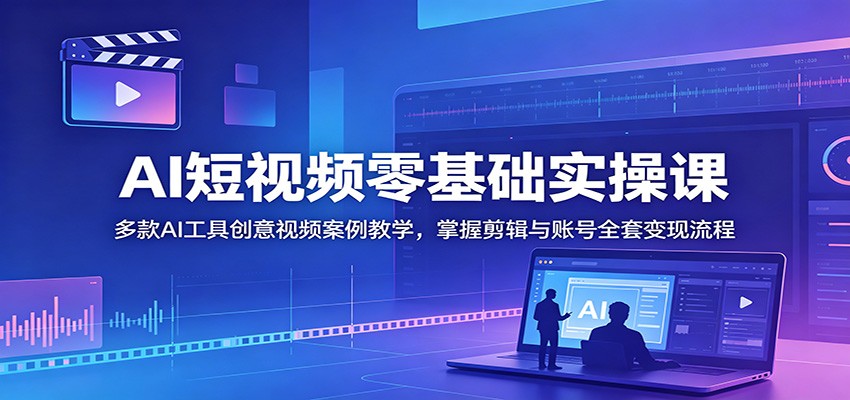 AI短视频零基础实操课:多款AI工具创意视频案例教学,掌握剪辑与账号全套变现流程-好耶资源