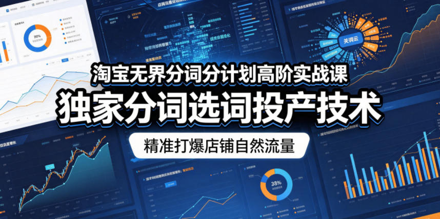 淘宝无界分词分计划高阶实战课，独家分词选词投产技术，精准打爆店铺自然流量-好耶资源