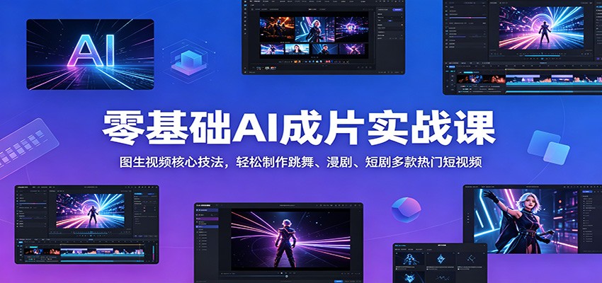 零基础AI成片实战课：图生视频核心技法，轻松制作跳舞、漫剧、短剧多款热门短视频-好耶资源