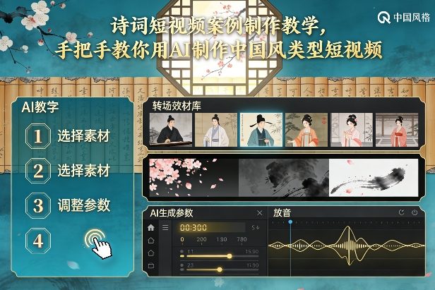 古诗词短视频案例制作教学，手把手教你用AI制作中国风类型短视频-好耶资源