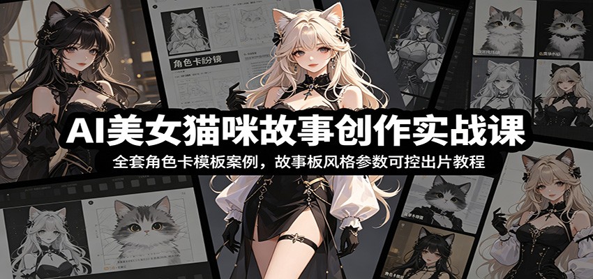 AI美女猫咪故事创作实战课：全套角色卡模板案例，故事板风格参数可控出片教程-好耶资源