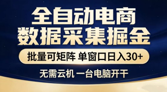 独家电商数据全自动采集项目，批量可矩阵，单窗口轻松日入3张+【揭秘】-好耶资源