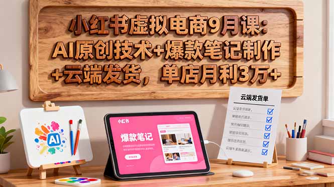 小红书虚拟电商9月课：AI原创技术+爆款笔记制作+云端发货，单店月利3万+-好耶资源