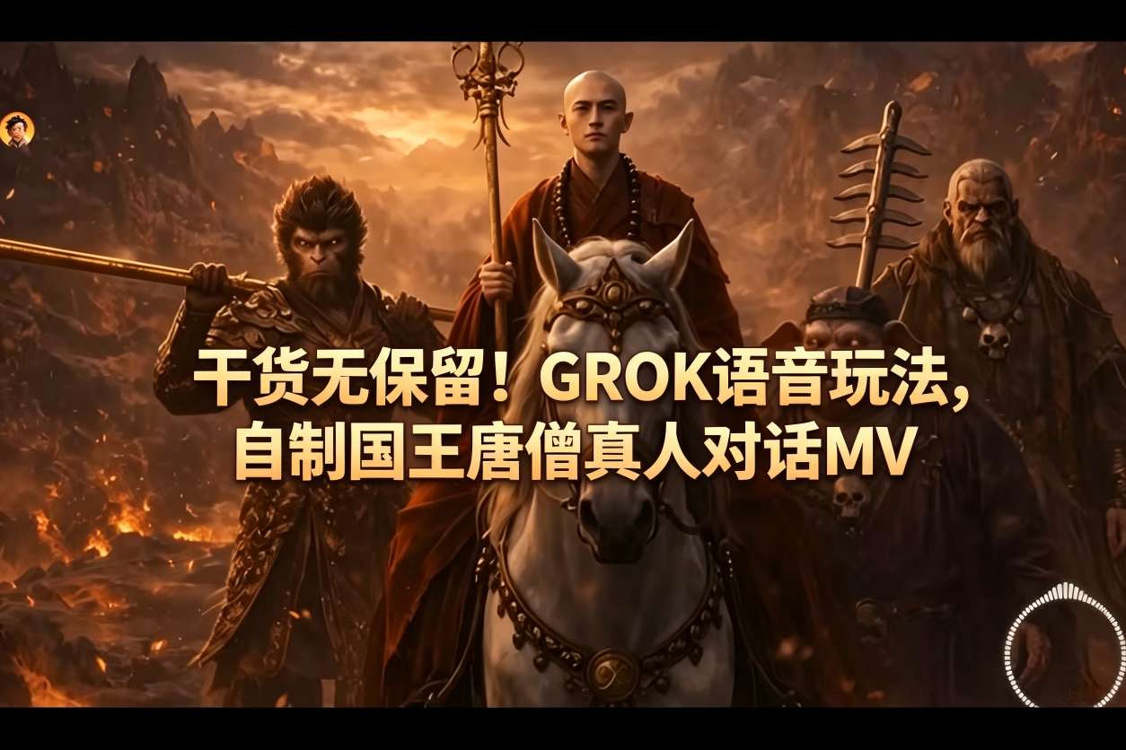 干货无保留！GROK语音玩法，自制国王唐僧真人对话MV-好耶资源