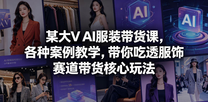 某大V AI服装带货课，各种案例教学，带你吃透服饰赛道带货核心玩法-好耶资源