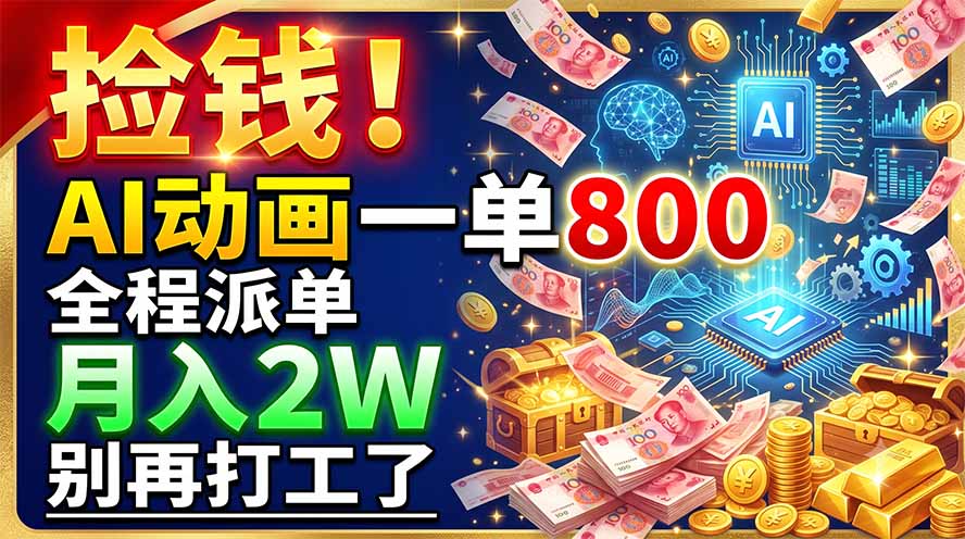 捡钱！AI动画一单800，全程派单，月入2W，别再打工了-好耶资源