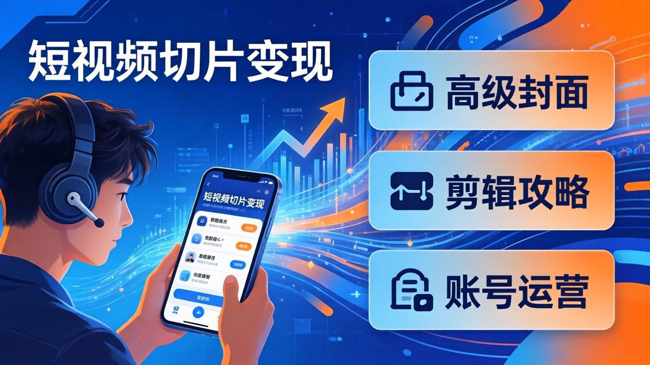 短视频切片变现速成班2.0:高级封面+剪辑攻略+账号运营,0基础小白快速入局副业-好耶资源