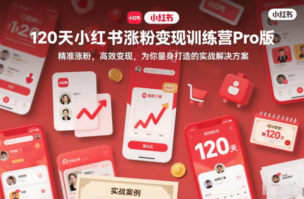120天小红书涨粉变现训练营Pro版，精准涨粉，高效变现，为你量身打造的实战解决方案-好耶资源