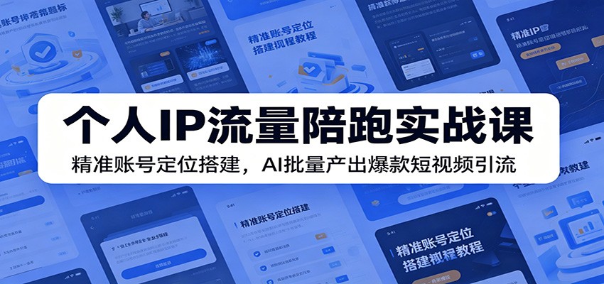 个人IP流量陪跑实战课：精准账号定位搭建，AI批量产出爆款短视频引流-好耶资源