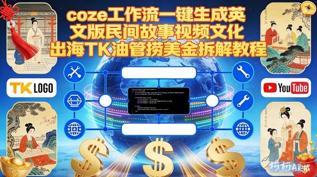 Coze扣子工作流一键生成英文版民间故事视频,文化出海TK油管捞美金拆解教程-好耶资源