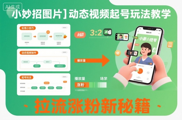 小妙招图片＋动态视频起号玩法教学，拉流涨粉新秘籍-好耶资源