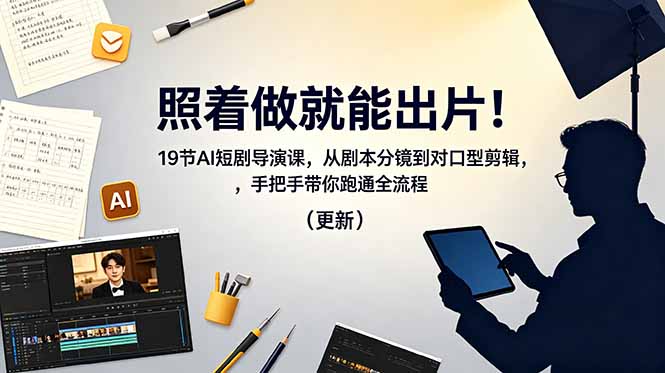 照着做就能出片!19节AI短剧导演课,从剧本分镜到对口型剪辑,手把手带你跑通全流程(更新-好耶资源