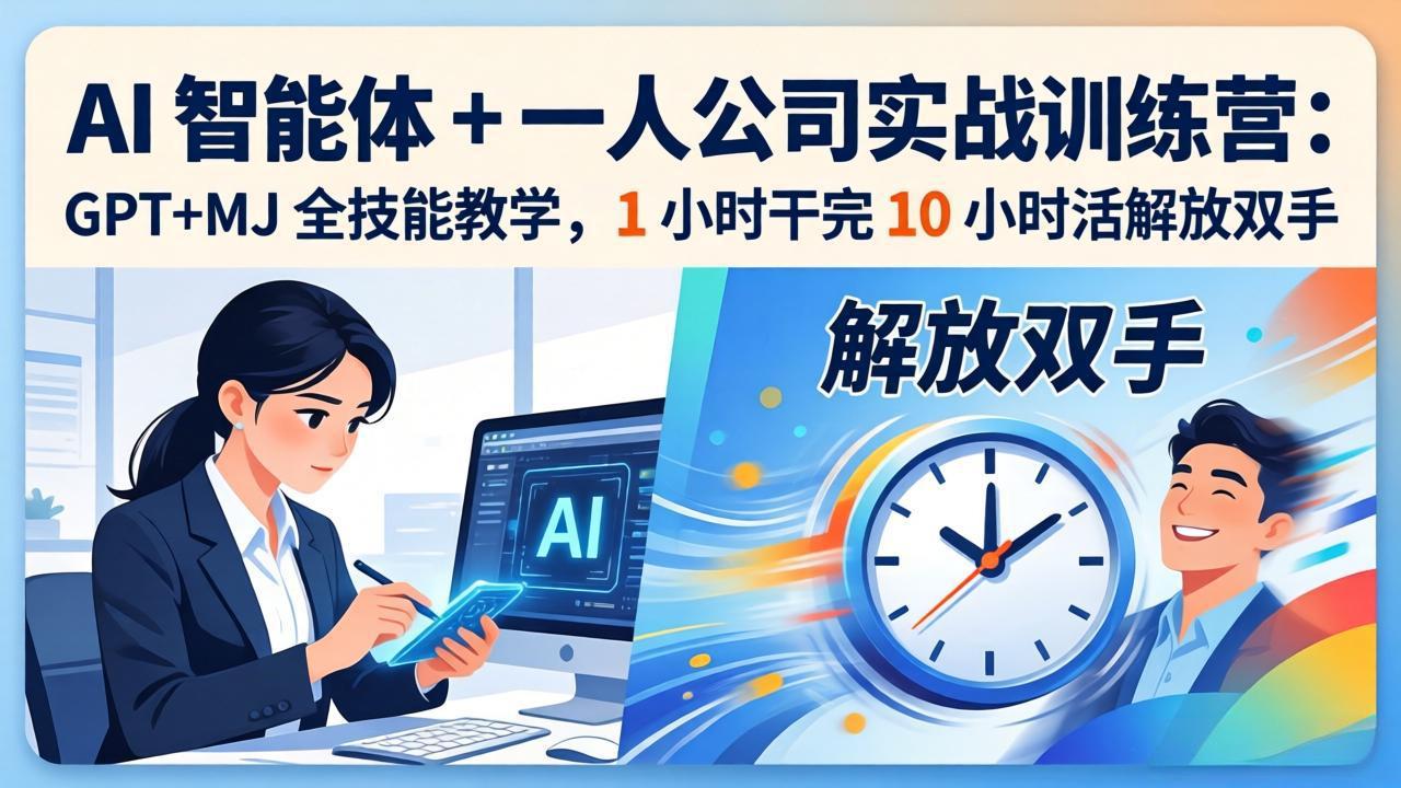 AI 智能体 + 一人公司实战训练营：GPT+MJ 全技能教学，1 小时干完 10 小时活解放双手-好耶资源
