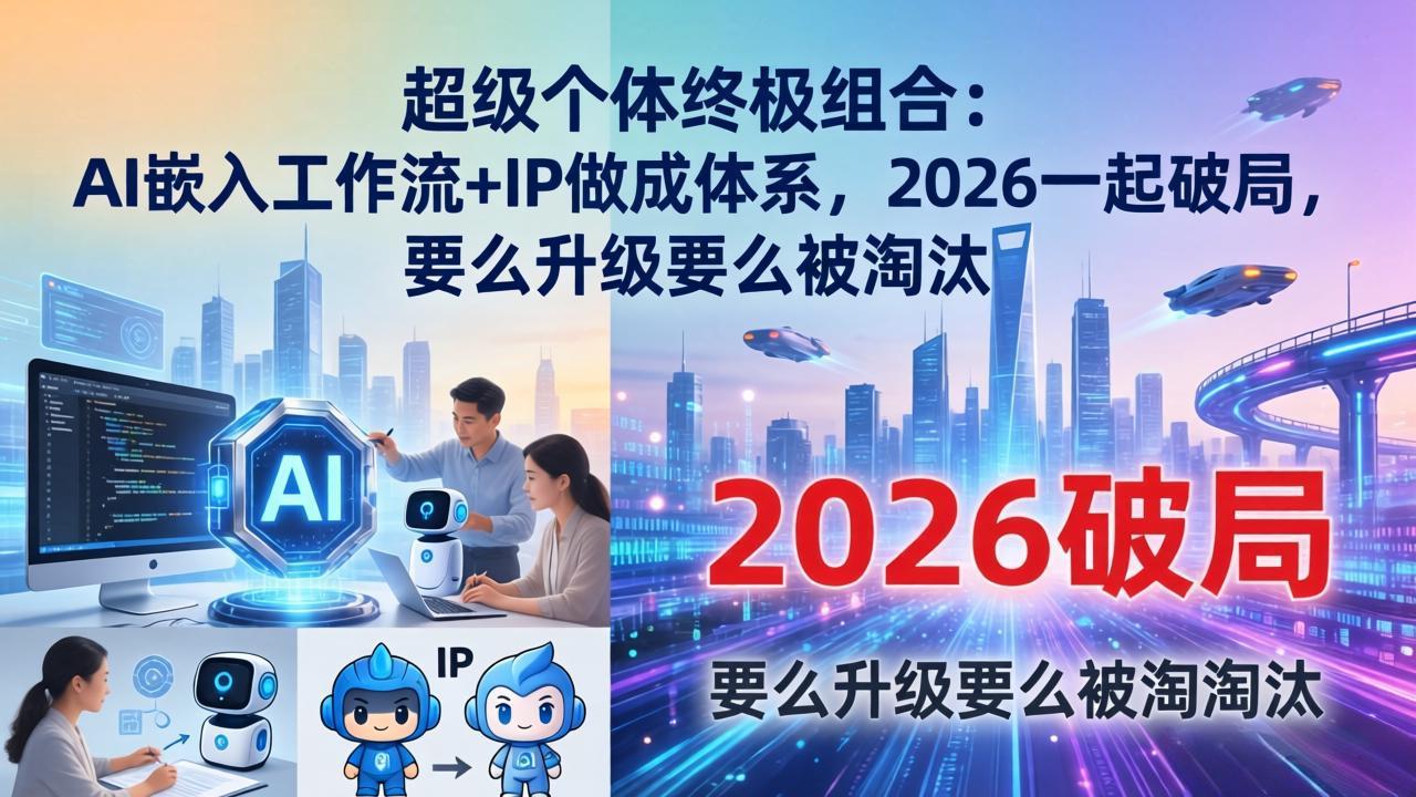 超级个体终极组合：AI嵌入工作流+IP做成体系，2026一起破局，要么升级要么被淘汰-好耶资源
