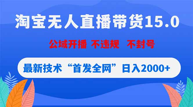 淘宝无人直播带货15.0，不封号，不违规，公域玩法，首发全网日入2000+-好耶资源