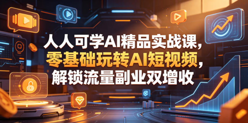 人人可学AI精品实战课，零基础玩转AI短视频，解锁流量副业双增收-好耶资源