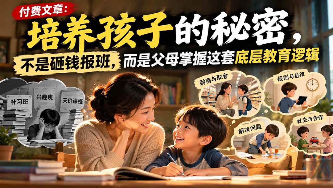 （21179期）付费文章：培养孩子的秘密，不是砸钱报班，而是父母掌握这套底层教育逻辑-好耶资源