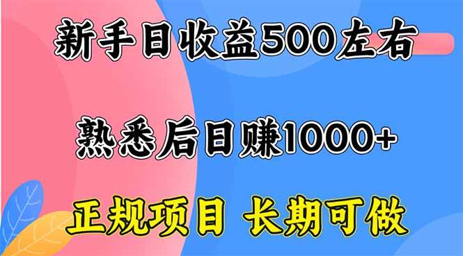 （16132期）新手日收益500+ 正规项目 长期可做-好耶资源