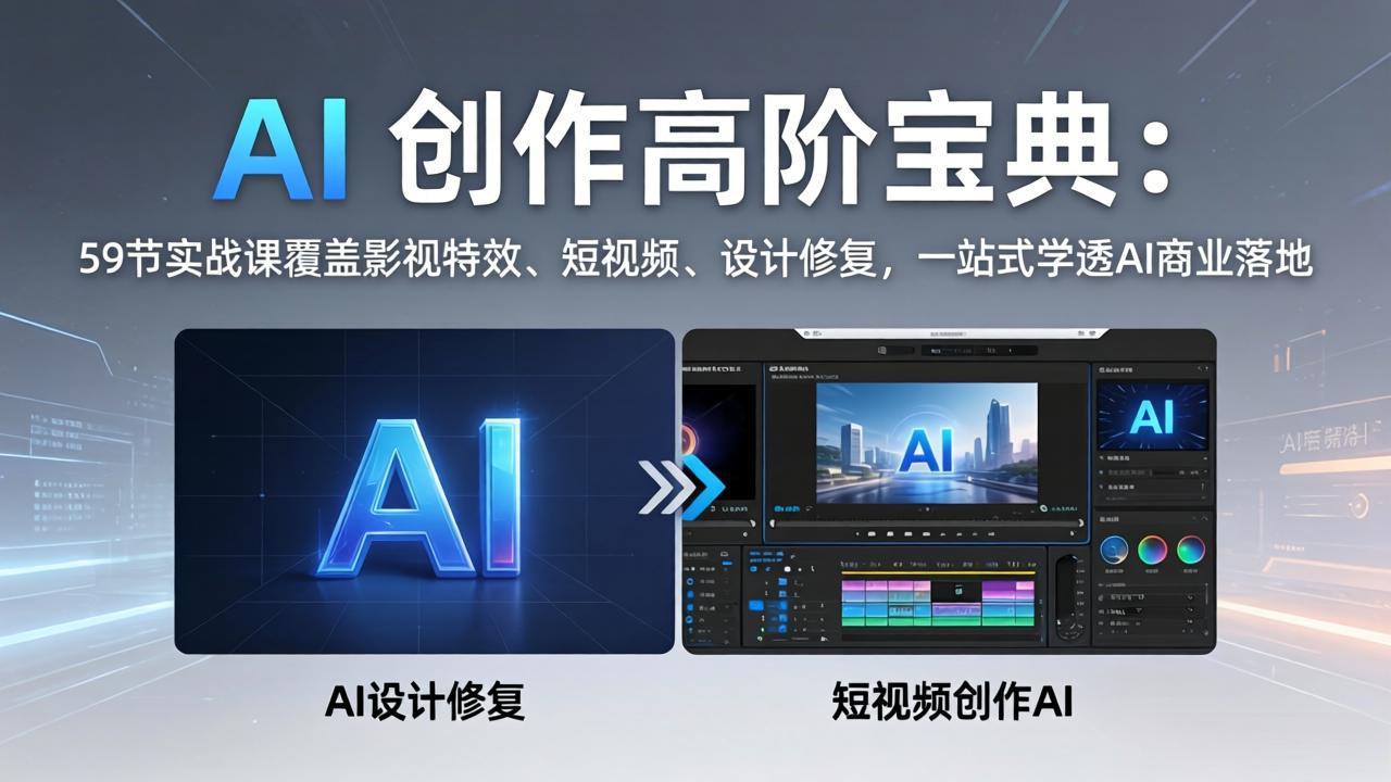 AI 创作高阶宝典：59节实战课覆盖影视特效、短视频、设计修复，一站式学透AI商业落地-好耶资源
