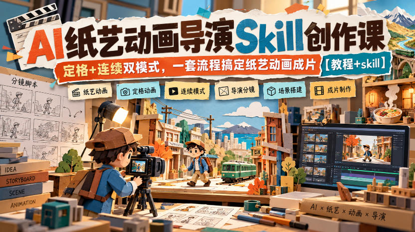 AI纸艺动画导演Skill创作课｜定格+连续双模式，一套流程搞定纸艺动画成片【教程+skill】-好耶资源