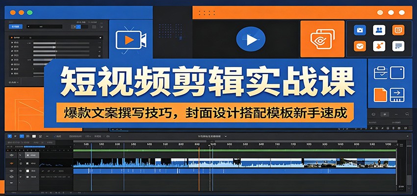 短视频剪辑实战课：爆款文案撰写技巧，封面设计搭配模板新手速成-好耶资源