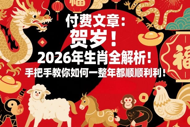 付费文章:贺岁!2026年生肖全解析!手把手教你如何一整年都顺顺利利!-好耶资源