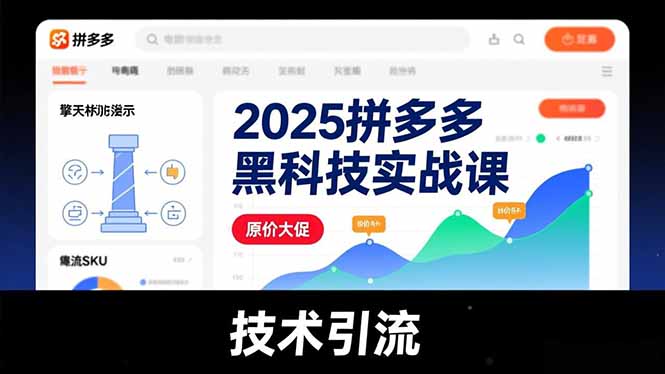2025拼多多黑科技实战课，擎天柱玩法、爆流SKU、原价大促，技术引流，单店日销轻松破千单-好耶资源