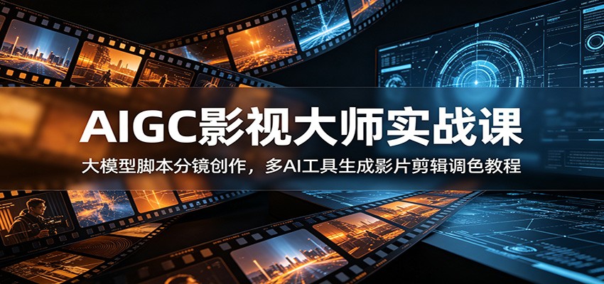 AIGC影视大师实战课：大模型脚本分镜创作，多AI工具生成影片剪辑调色教程-好耶资源