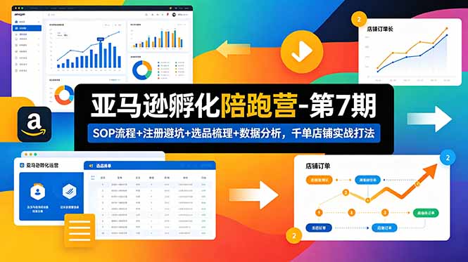 亚马逊孵化陪跑营-第7期：SOP流程+注册避坑+选品梳理+数据分析，千单店铺实战打法-好耶资源