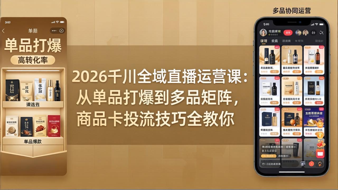 2026千川全域直播运营课：从单品打爆到多品矩阵，商品卡投流技巧全教你-好耶资源