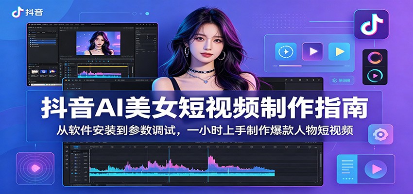 抖音AI美女短视频制作指南：从软件安装到参数调试，一小时上手制作爆款人物短视频-好耶资源