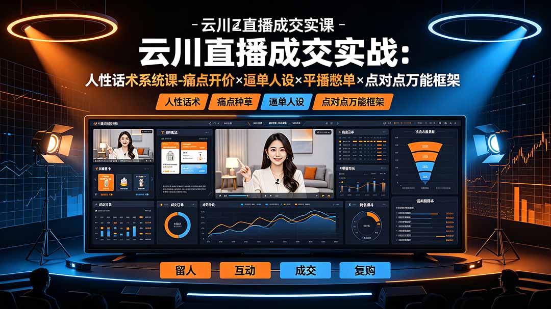 云川直播成交实战：人性话术系统课-痛点种草×塑品开价×逼单人设×平播憋单×点对点万能框架-好耶资源