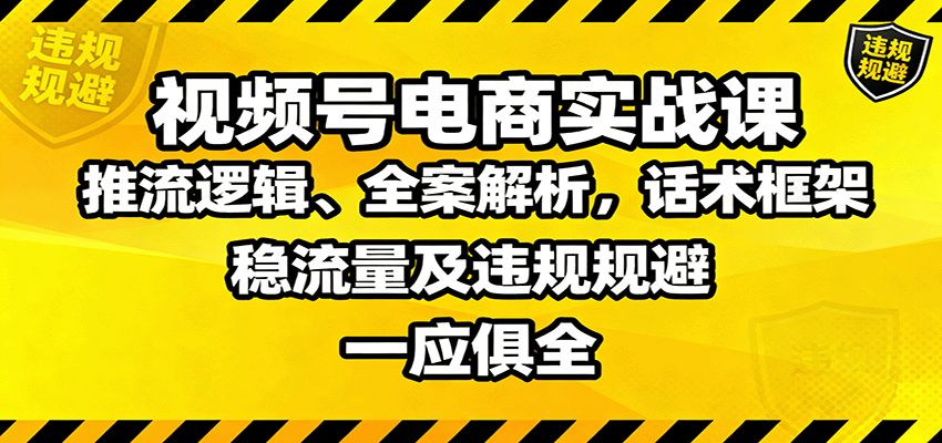 视频号电商实战课：推流逻辑、全案解析，话术框架，稳流量及违规规避等-好耶资源