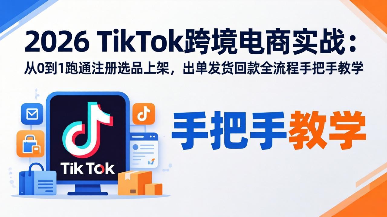 2026TikTok跨境电商实战-更新:从0到1跑通注册选品上架,出单发货回款全流程手把手教学-好耶资源
