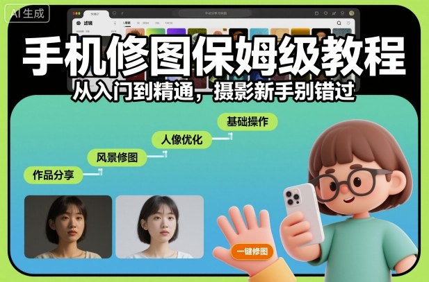 手机修图保姆级教程，从入门到精通，摄影新手别错过-好耶资源