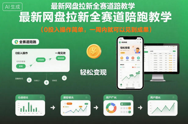 最新网盘拉新全赛道陪跑教学，0投入操作简单，一周内就可以见到成果-好耶资源