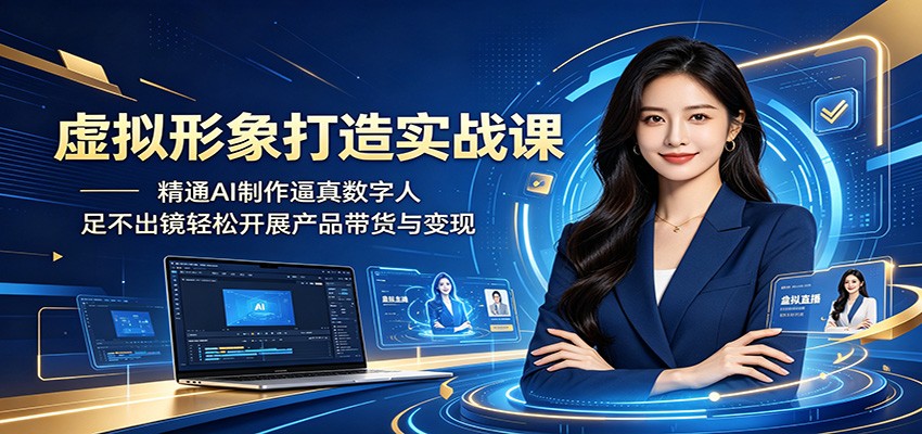 虚拟形象打造实战课：精通AI制作逼真数字人，足不出镜轻松开展产品带货与变现-好耶资源