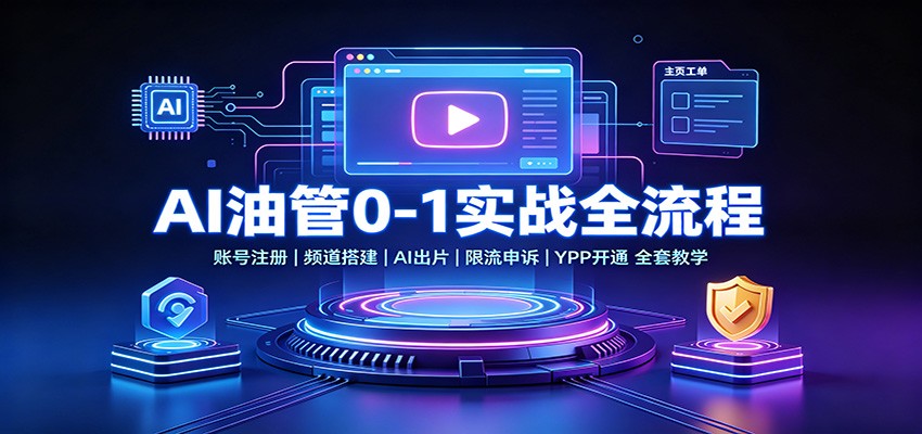 AI油管0-1实战：账号注册频道搭建，AI出片，限流申诉，YPP开通全套教学-好耶资源