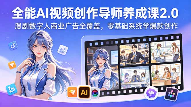 全能AI视频创作导师养成课2.0，漫剧数字人商业广告全覆盖，零基础系统学爆款创作-好耶资源