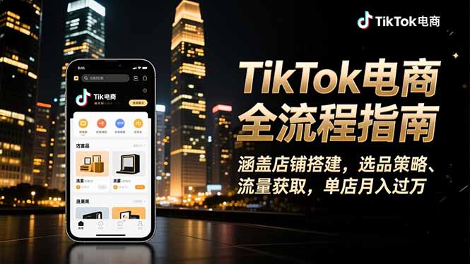 TikTok电商全流程指南，涵盖店铺搭建、选品策略、流量获取，单店月入过万-好耶资源