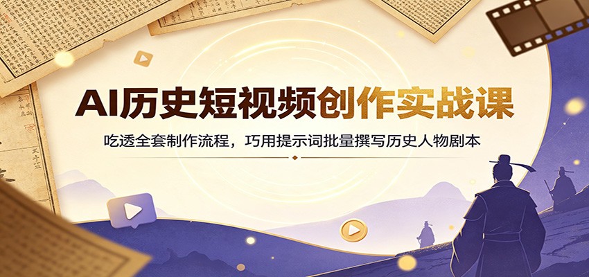 AI历史短视频创作实战课：吃透全套制作流程，巧用提示词批量撰写历史人物剧本-好耶资源