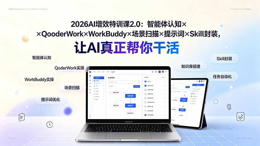 2026AI增效特训课2.0：智能体认知×QoderWork×WorkBuddy×场景扫描×提示词×Skill封装，让AI真正帮你干活-好耶资源