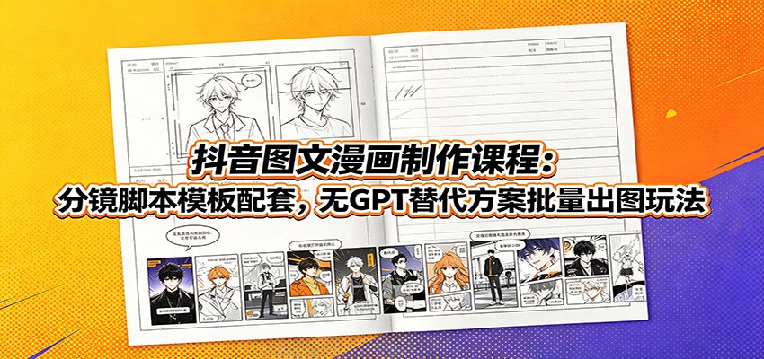 抖音图文漫画制作课程:分镜脚本模板配套,无GPT替代方案批量出图玩法-好耶资源