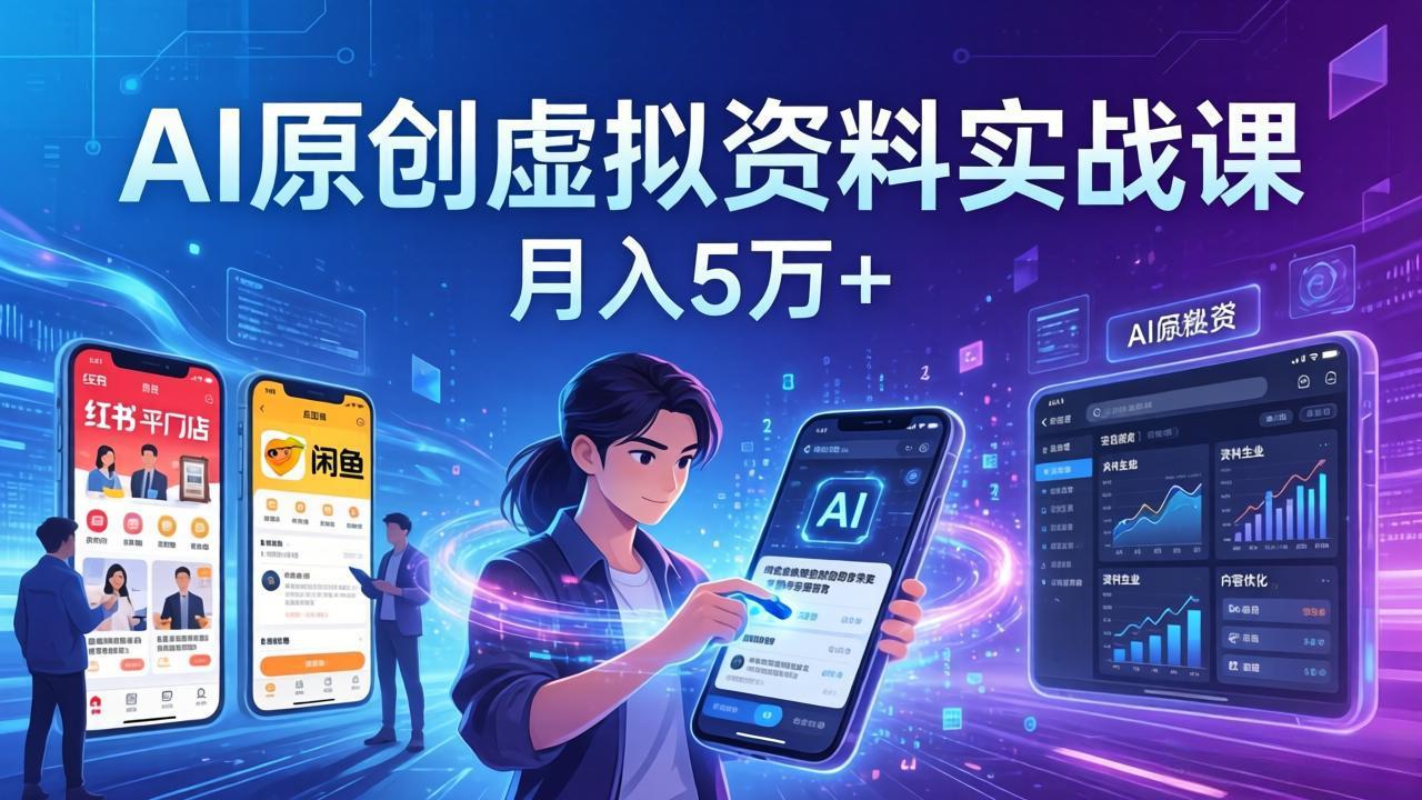 AI原创虚拟资料实战课:2026新机会,小红书闲鱼开店,普通人用AI轻松变现,月入5万+-好耶资源
