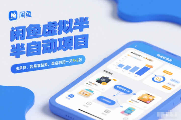闲鱼虚拟半自动项目，出单快，容易拿结果，单店利润一天3-5张-好耶资源