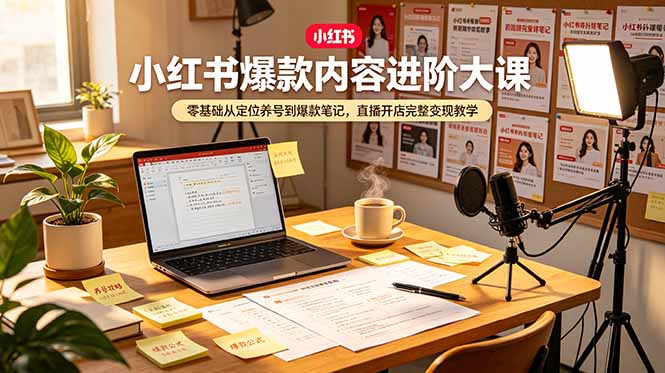 小红书爆款内容进阶大课，零基础从定位养号到爆款笔记，直播开店完整变现教学-好耶资源