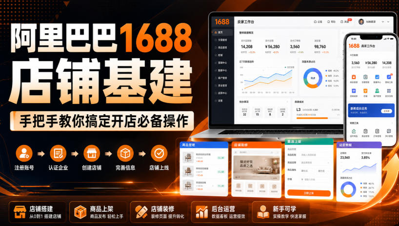 阿里巴巴1688店铺基建，手把手教你搞定开店必备操作(更新8月)-好耶资源