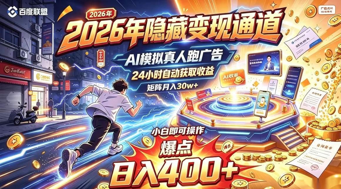 2026年别死磕自媒体,隐藏变现通道,AI模拟真人自动跑广告,小白即可操作,日入400+,矩阵月入可达到30w+【揭秘】-好耶资源